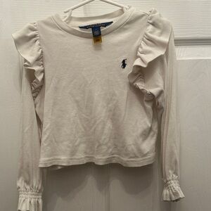 Ralph Lauren Cream Ruffle Sleeve Top